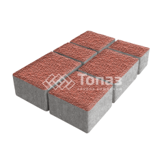 Тротуарная плитка Лэндхаус, красная с мраморной крошкой, 6 см