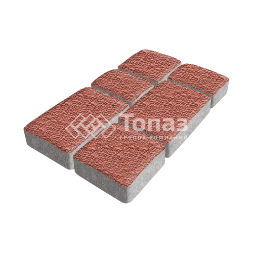 Тротуарная плитка Брук, красная с мраморной крошкой, 6 см