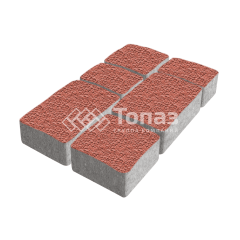 Тротуарная плитка Старый город, красная с гранитной крошкой, 6 см