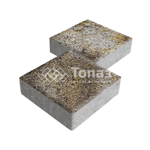 Тротуарная плитка Квадрат 200х200х40, агат желтый с мраморной крошкой