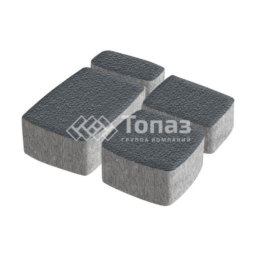 Тротуарная плитка Классико, черная на камне, 4 см