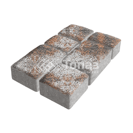 Тротуарная плитка Старый город, агат оранжевый с гранитной крошкой, 6 см