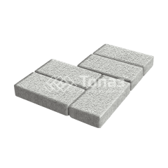 Тротуарная плитка Брусчатка, белая на камне, 6 см