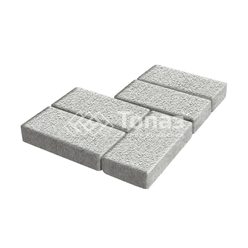 Тротуарная плитка Брусчатка, белая на камне, 6 см