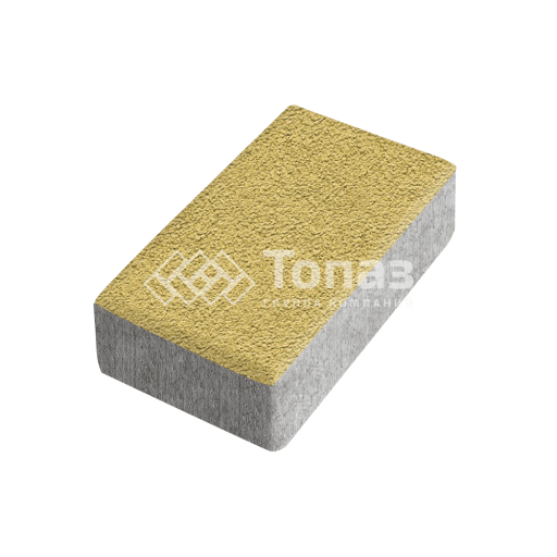 Тротуарная плитка Брусчатка, желтая на камне, 6 см