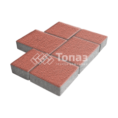 Тротуарная плитка Новый город, красная на камне, 6 см