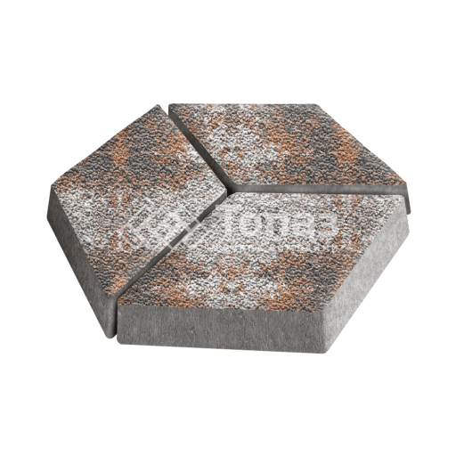 Тротуарная плитка Ромб, агат оранжевый с мраморной крошкой, 6 см