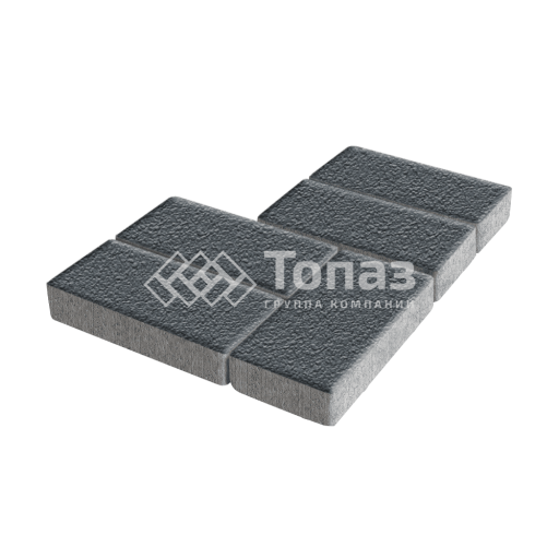 Тротуарная плитка Брусчатка, черная на камне, 6 см