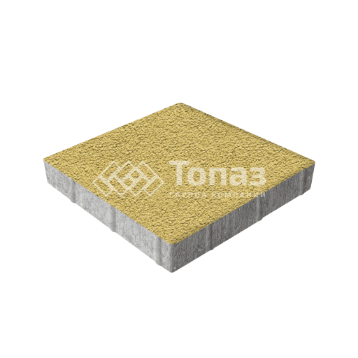 Тротуарная плитка Квадрат 400х400х60, желтая на камне