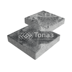 Тротуарная плитка Квадрат 500х500х70, черно-белая на камне