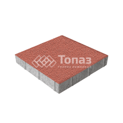 Тротуарная плитка Квадрат 400х400х60, красная на камне