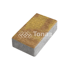 Тротуарная плитка Брусчатка, шафран с мраморной крошкой, 4 см