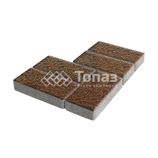 Тротуарная плитка Брусчатка, джафар оранжевый с мраморной крошкой, 10 см