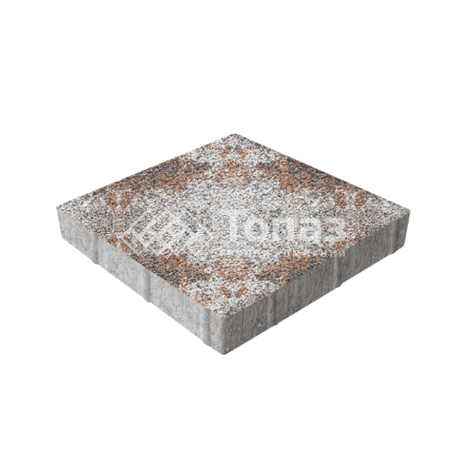 Тротуарная плитка Квадрат 400х400х60, агат оранжевый на камне