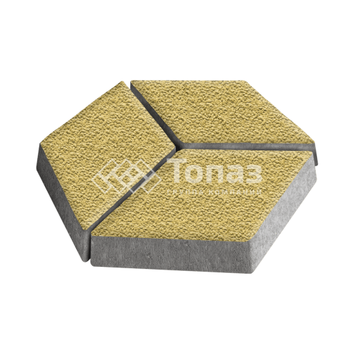 Тротуарная плитка Ромб, желтая с гранитной крошкой, 6 см