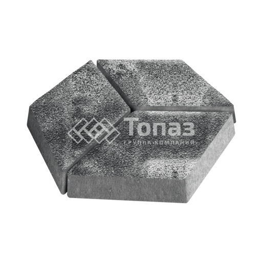 Тротуарная плитка Ромб, черно-белая на камне, 6 см