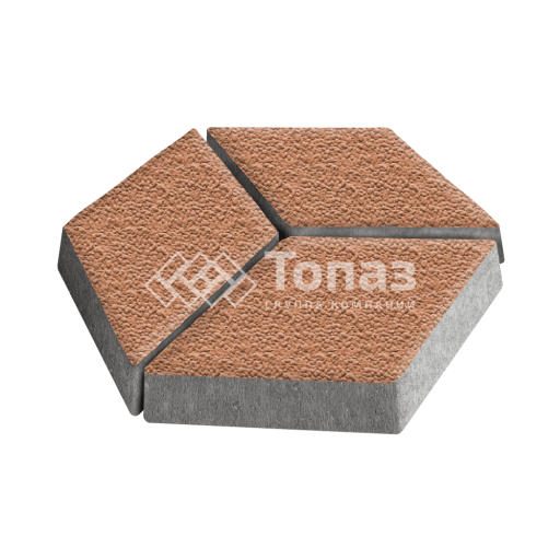 Тротуарная плитка Ромб, оранжевая с гранитной крошкой, 6 см