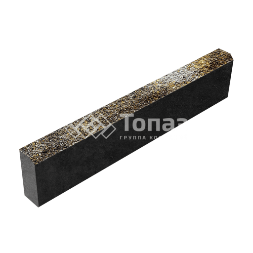 Камень бортовой БР 100.20.8, агат желтый с мраморной крошкой, черное основание