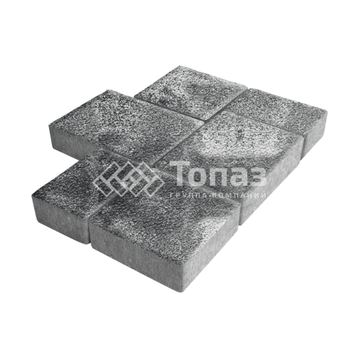 Тротуарная плитка Новый город, черно-белая на камне, 4 см