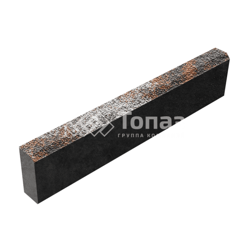 Камень бортовой БР 100.20.8, агат оранжевый с мраморной крошкой, черное основание