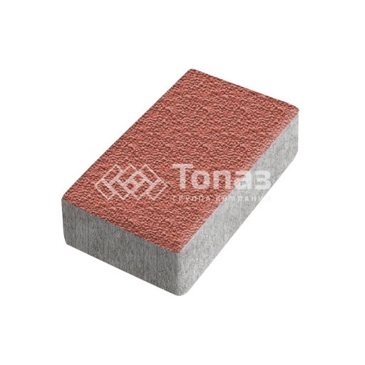 Тротуарная плитка Брусчатка, красная с мраморной крошкой, 6 см