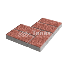 Тротуарная плитка Брусчатка, красная с мраморной крошкой, 6 см