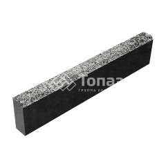 Камень бортовой БР 100.20.8, аляска белая с мраморной крошкой, черное основание