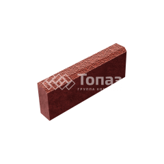 Камень бортовой БР 50.20.8, красный в полном окрасе с мраморной крошкой