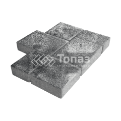 Тротуарная плитка Новый город, черно-белая на камне, 6 см