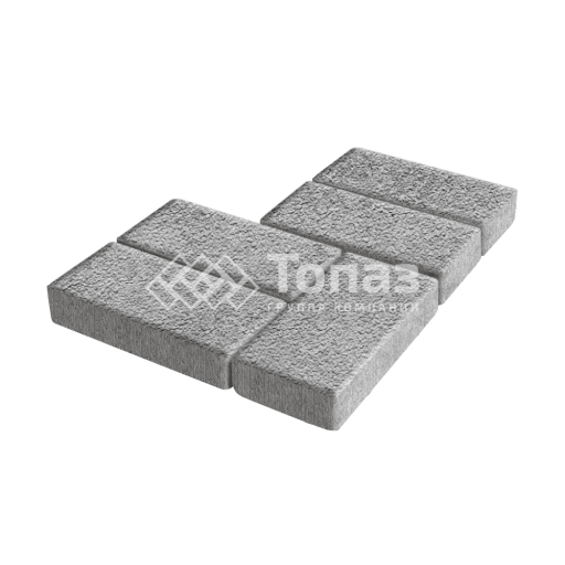 Тротуарная плитка Брусчатка, серо-белая на камне, 6 см