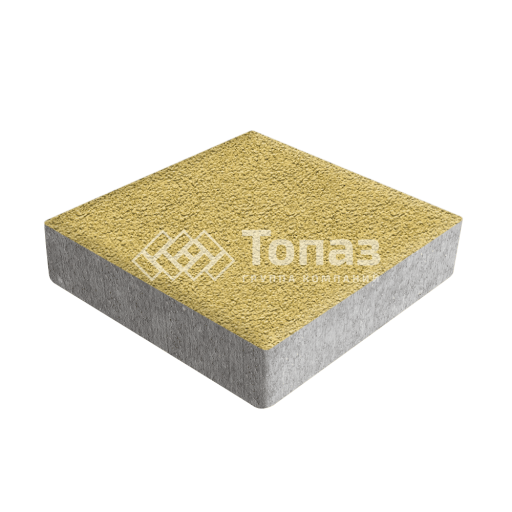 Тротуарная плитка Квадрат 200х200х40, желтая на камне