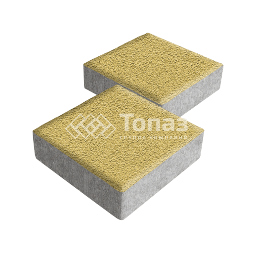 Тротуарная плитка Квадрат 200х200х40, желтая на камне