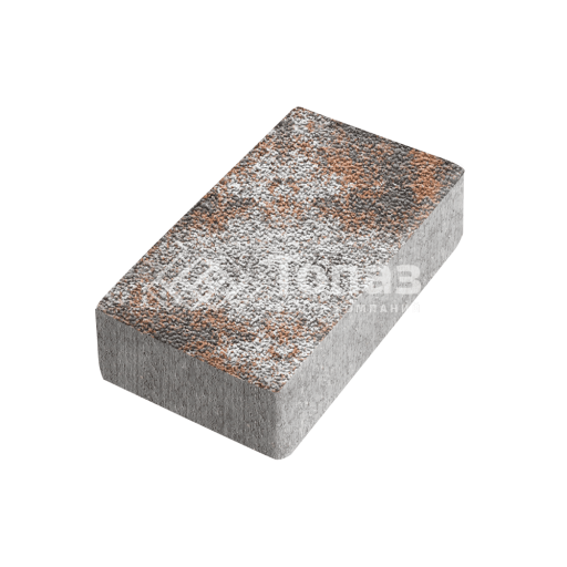 Тротуарная плитка Брусчатка, агат оранжевый с мраморной крошкой, 6 см