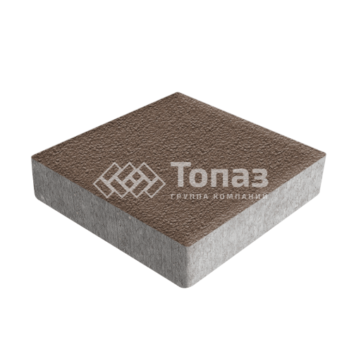 Тротуарная плитка Квадрат 200х200х40, коричневая на камне