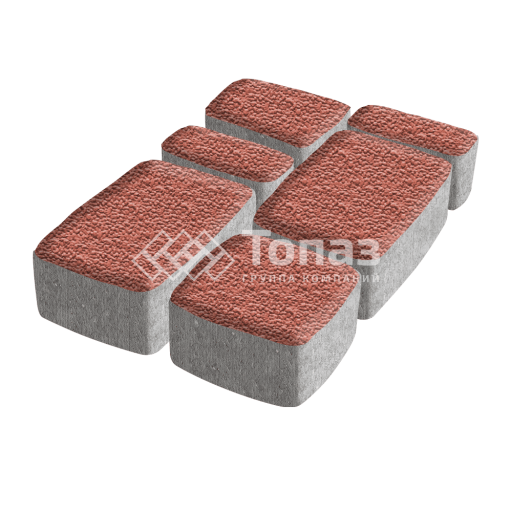 Тротуарная плитка Классико, красная с мраморной крошкой, 6 см