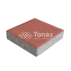 Тротуарная плитка Квадрат 200х200х60, красная с мраморной крошкой