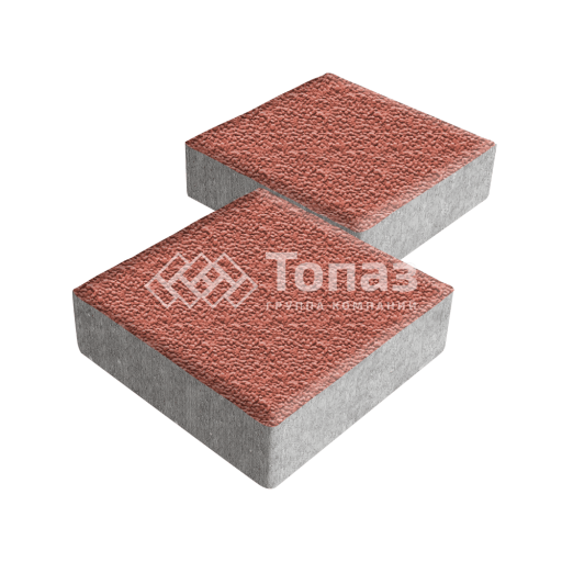 Тротуарная плитка Квадрат 200х200х60, красная с мраморной крошкой