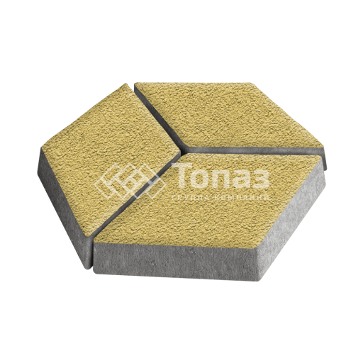 Тротуарная плитка Ромб, желтая на камне, 6 см