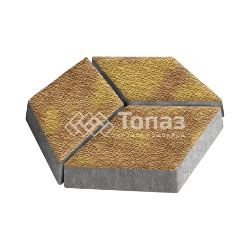 Тротуарная плитка Ромб, шафран с мраморной крошкой, 6 см