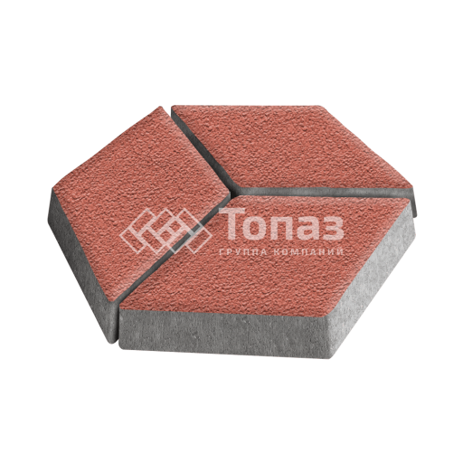 Тротуарная плитка Ромб, красная на камне, 6 см