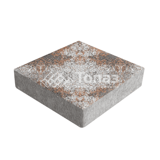 Тротуарная плитка Квадрат 200х200х40, агат оранжевый на камне