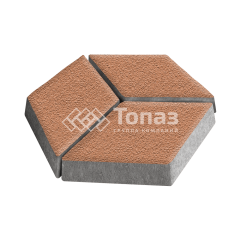 Тротуарная плитка Ромб, оранжевая на камне, 6 см