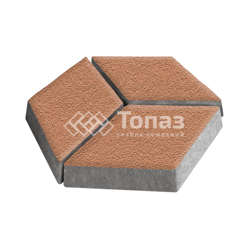 Тротуарная плитка Ромб, оранжевая на камне, 6 см