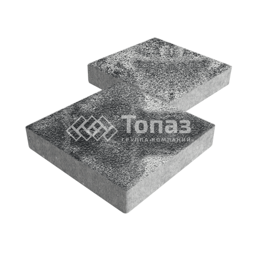 Тротуарная плитка Квадрат 300х300х60, черно-белая на камне