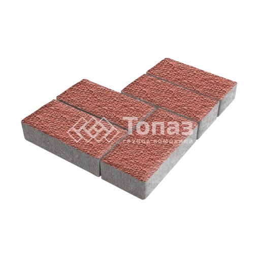 Тротуарная плитка 200х100х60, красная с мраморной крошкой