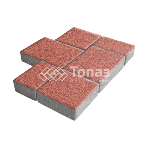 Тротуарная плитка Новый город, красная на камне, 8 см