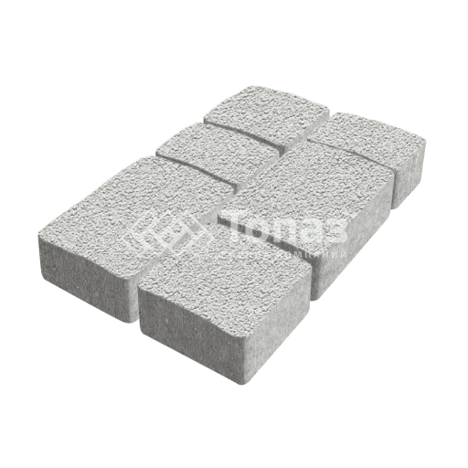 Тротуарная плитка Старый город, белая на камне, 6 см