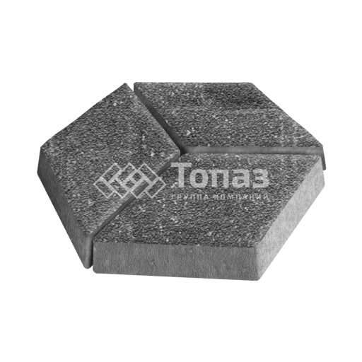 Тротуарная плитка Ромб, аляска черная на камне, 6 см