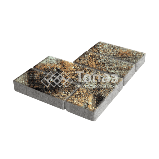 Тротуарная плитка Брусчатка, агат оранжевый, 4 см