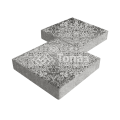 Тротуарная плитка Квадрат 500х500х70, аляска белая на камне